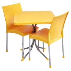 Lucas 70x70 Plastik Masa Sandalye Takımı Sarı - Kolsuz